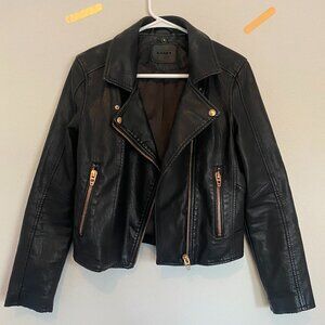 Blank NYC Faux Leather Cropped Moto Jacket - Black w/ Brass Accents